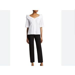 Fendi Womens Blouse Shirt Off the Shoulder Sz 36 US 0 White Poplin Cotton NWD